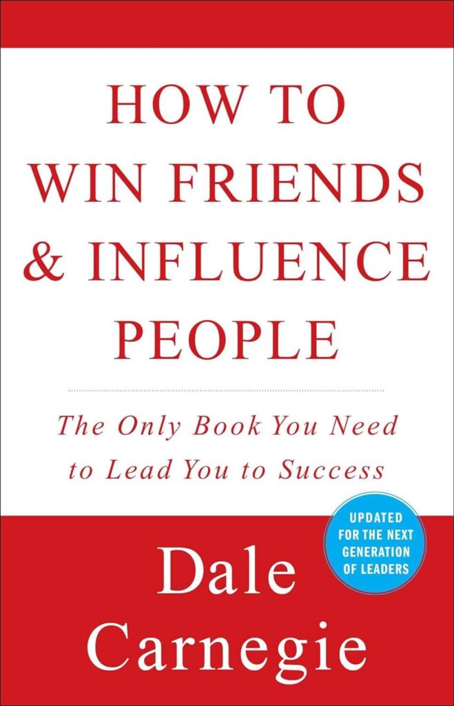 How to Win Friends and Influence People by Dale Carnegie: "How to Win Friends and Influence People by Dale Carnegie book cover featuring the title in bold text on a blue background.