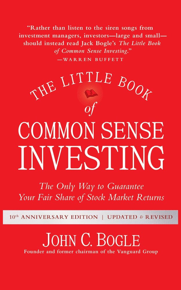 The Little Book of Common Sense Investing by John C. Bogle: "The Little Book of Common Sense Investing by John C. Bogle book cover with the title in white text on a solid blue background.