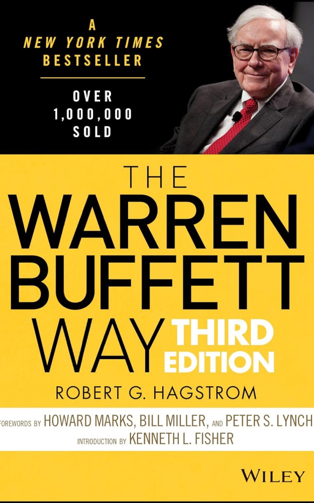 The Warren Buffett Way by Robert G. Hagstrom: "The Warren Buffett Way by Robert G. Hagstrom book cover featuring the title and a portrait of Warren Buffett.